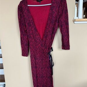 Elegant Red and Black Wrap Dress